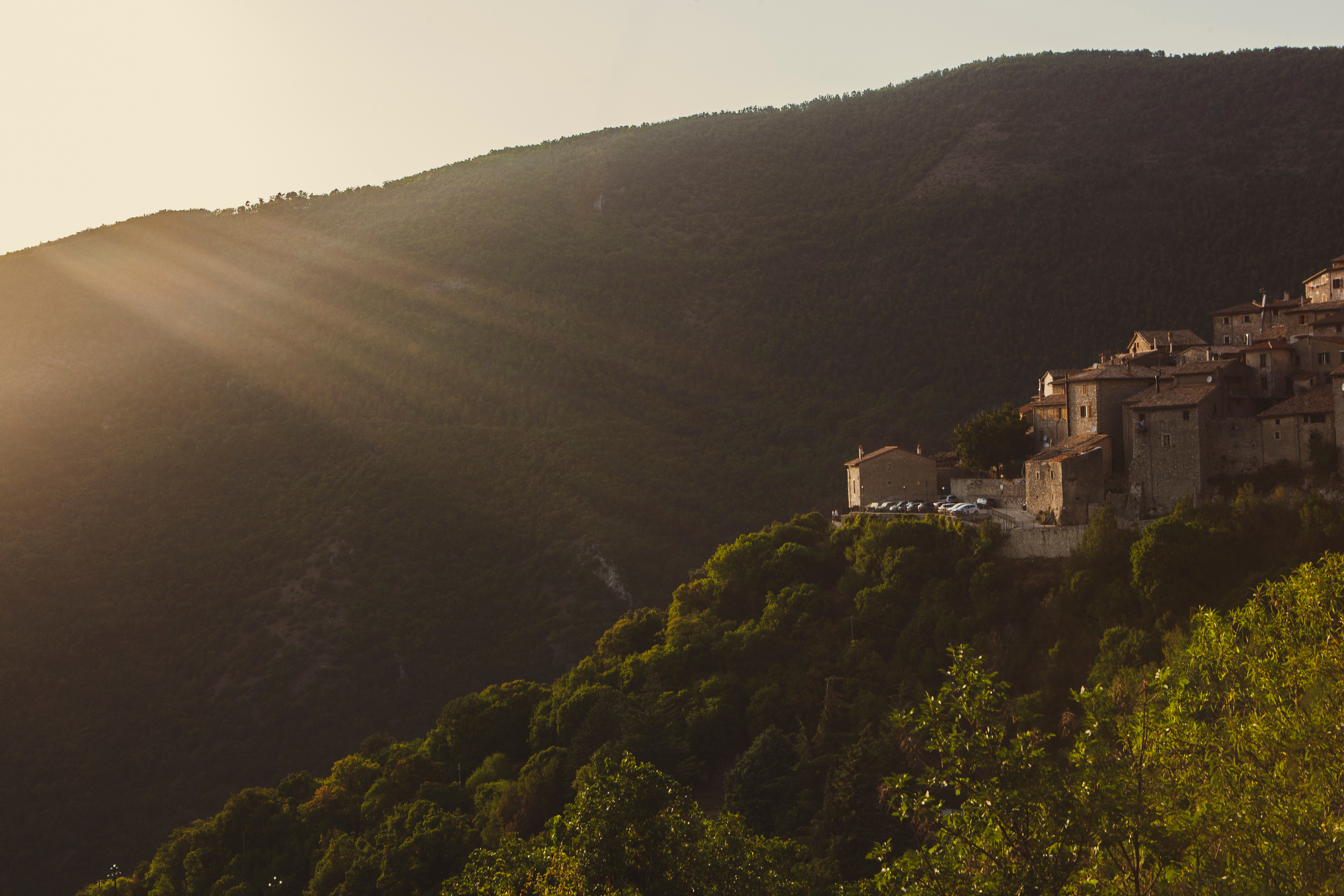 Early Morning View of a Mountain Village